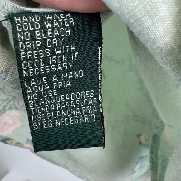 Lauren Ralph Lauren Mint Green Floral Tropical Linen Top Women’s Size Small - Picture 11 of 14